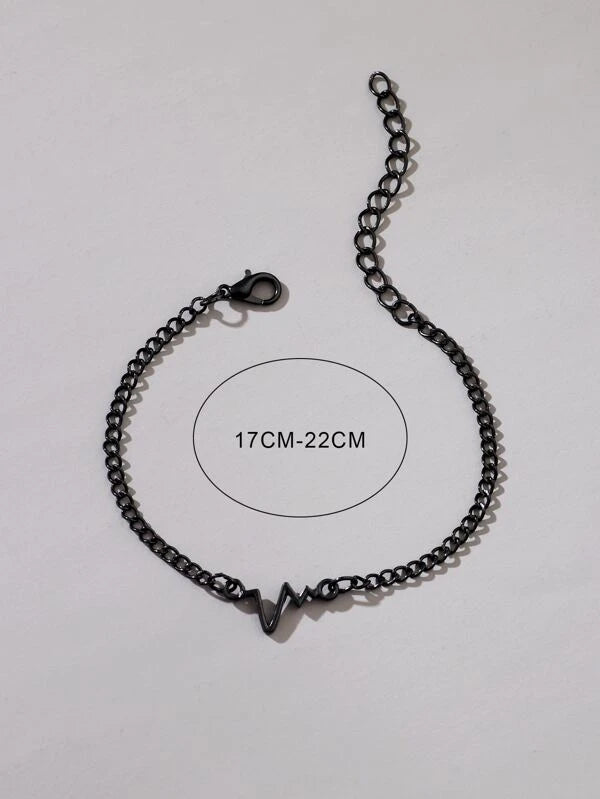 Men Heartbeat Decor Chain Bracelet