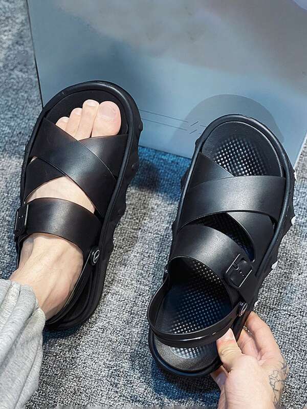 Men Buckle Decor Slingback Casual Sandals, Fashion Summer Sandals