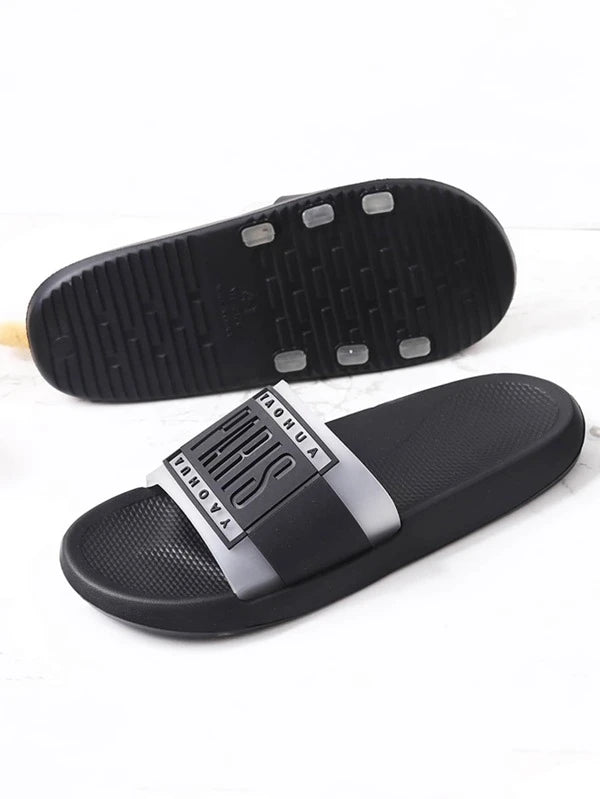 Men Letter Graphic Wide Fit Slides