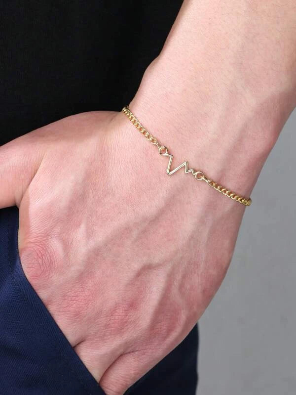 Men Heartbeat Decor Chain Bracelet