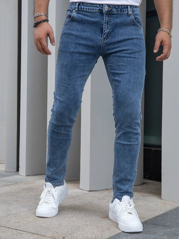 Men Slant Pocket Skinny Jeans