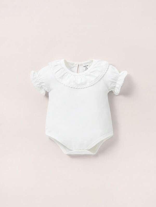 Baby Ruffle Trim Flounce Sleeve Bodysuit