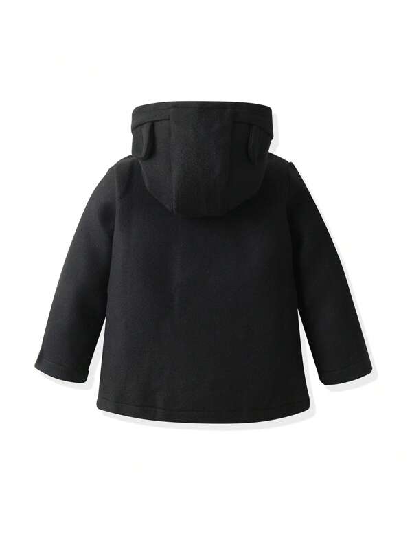 Young Boy Double Breasted 3D Ear Design Hooded Overcoat