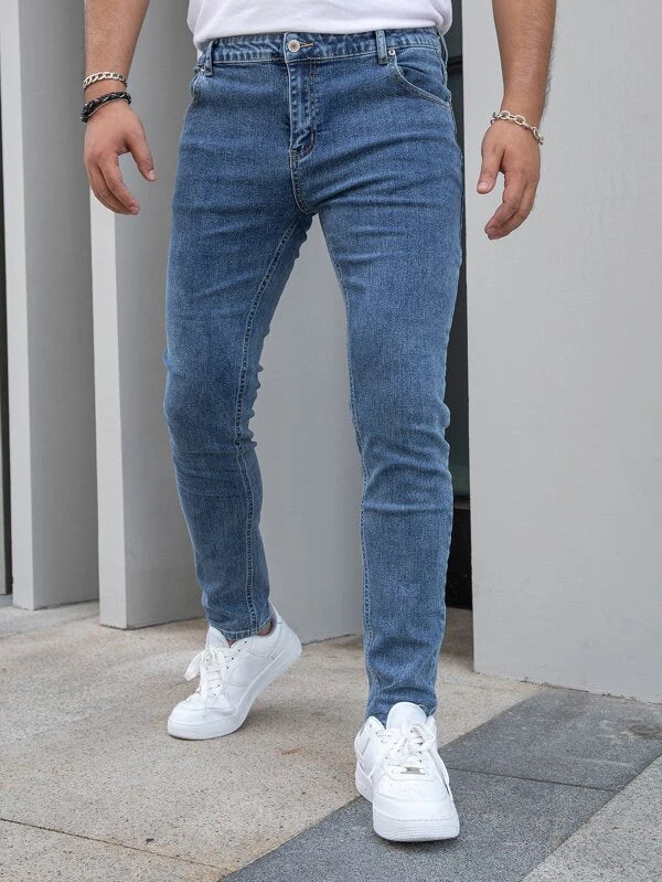 Men Slant Pocket Skinny Jeans