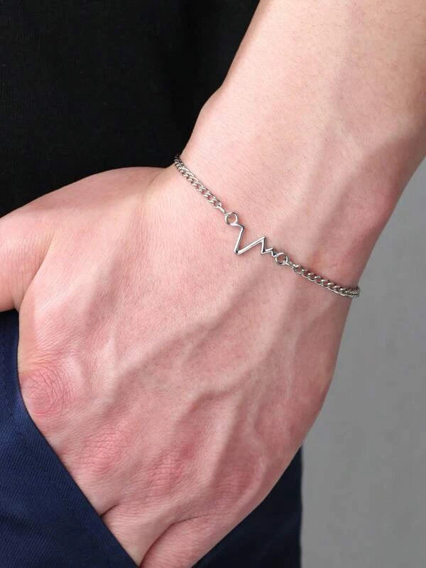 Men Heartbeat Decor Chain Bracelet