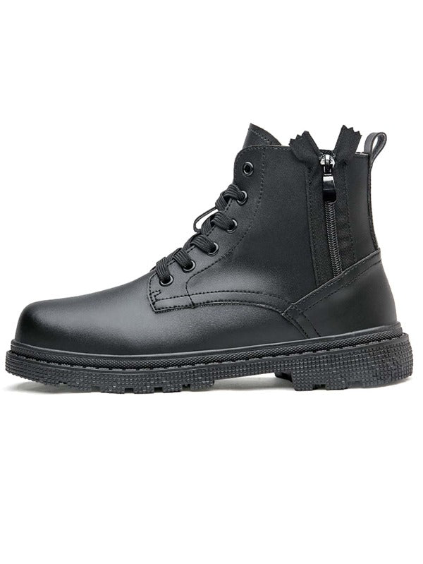 Men Minimalist Side Zipper Combat Boots, Leisure Outdoor Boots