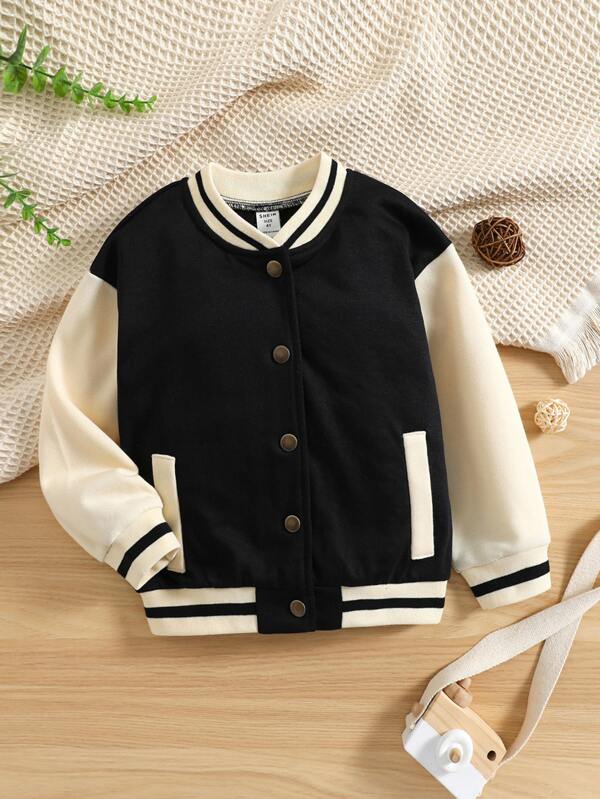 Toddler Girls Two Tone Varsity Jacket