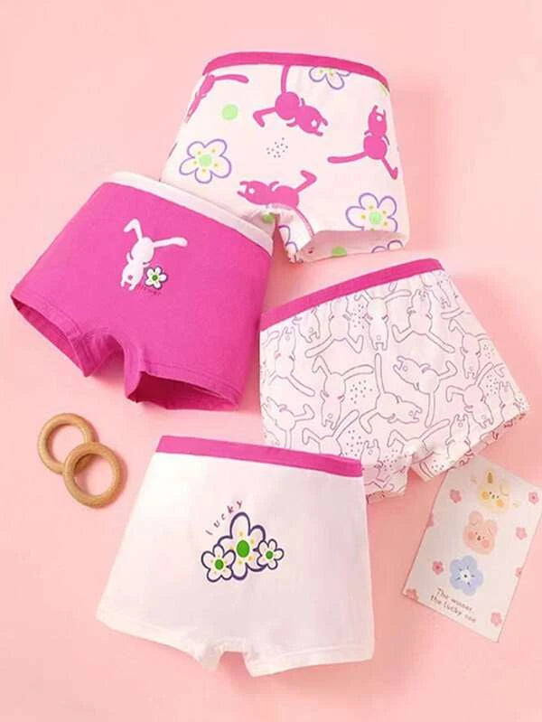 Toddler Girls 4pcs Cartoon Graphic Shortie Brief