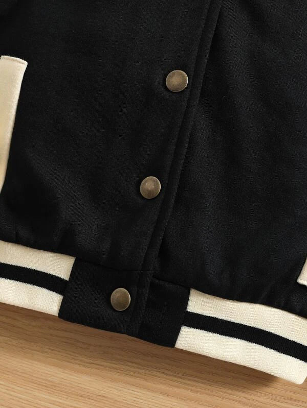 Toddler Girls Two Tone Varsity Jacket