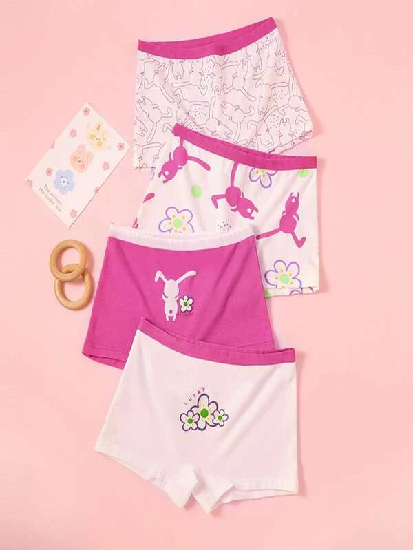 Toddler Girls 4pcs Cartoon Graphic Shortie Brief