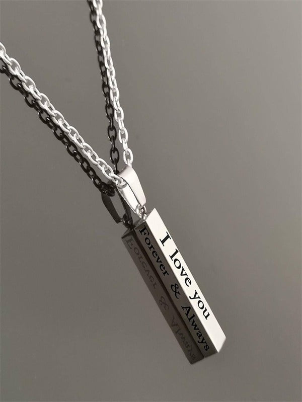 1pc Fashion Stainless Steel Letter Pendant Necklace For Men For Daily Decoration Punk Hip Pop Style, For Jewelry Gift And Party