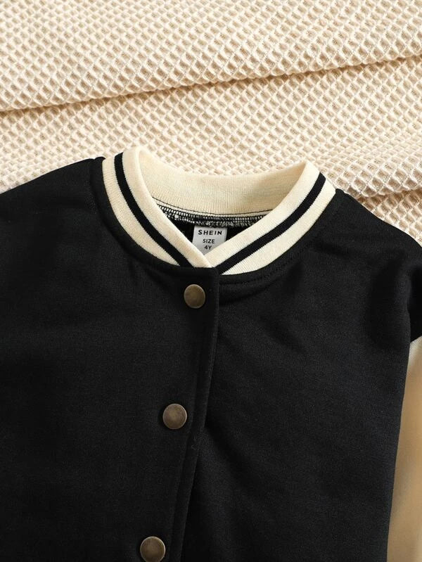 Toddler Girls Two Tone Varsity Jacket