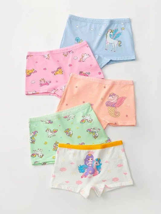 Toddler Girls 5pcs Cartoon Graphic Shortie Brief