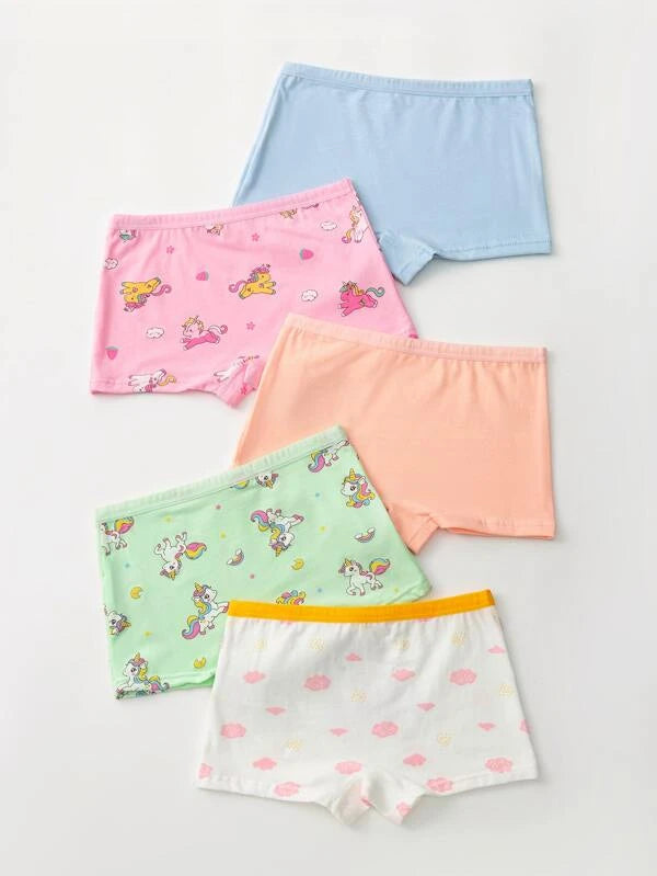 Toddler Girls 5pcs Cartoon Graphic Shortie Brief