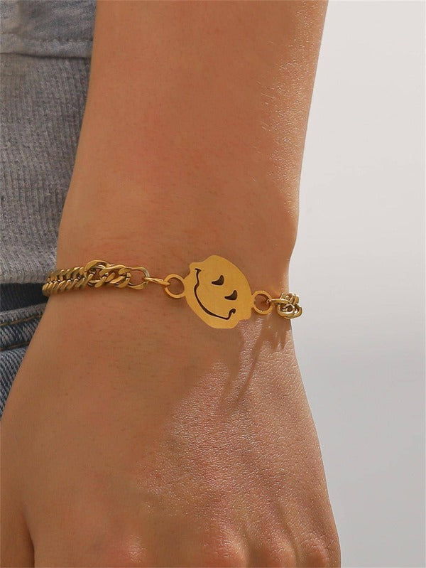 1pc Fashionable Expression Decor Chain Bracelet For Men For Gift