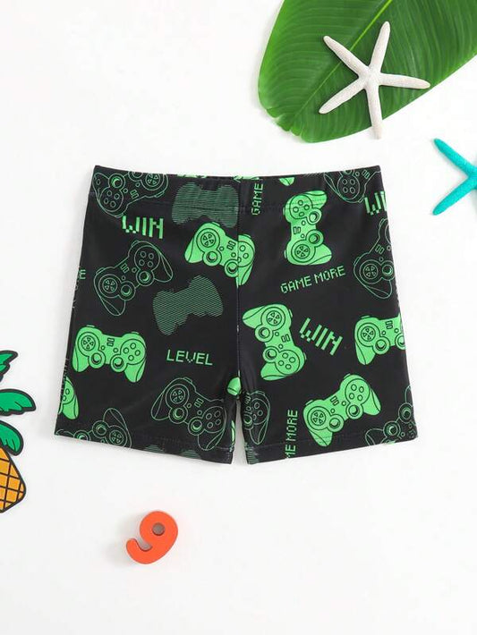 Toddler Boys Gamepad & Letter Graphic Swim Shorts