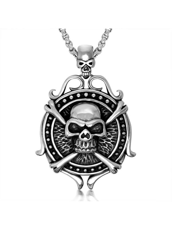 1pc Punk & Vintage Skull Design Stainless Steel Necklace For Men & Women, Suitable For Daily Wear, Parties And Street Style Outfits