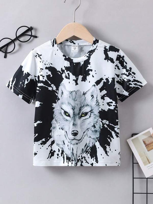 Toddler Boys Wolf Print Tee