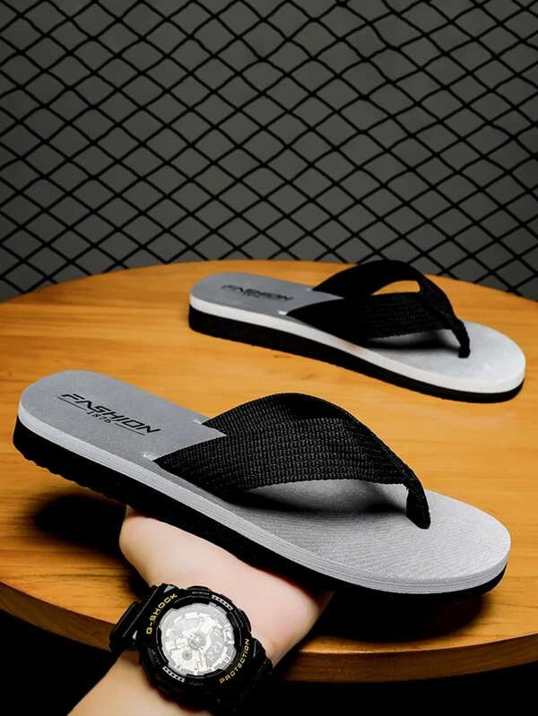 Men Letter Graphic Flip Flops