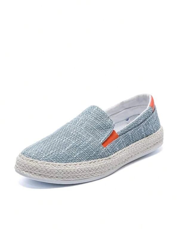 Vacation Espadrille Loafers For Men, Two Tone Canvas Loafers