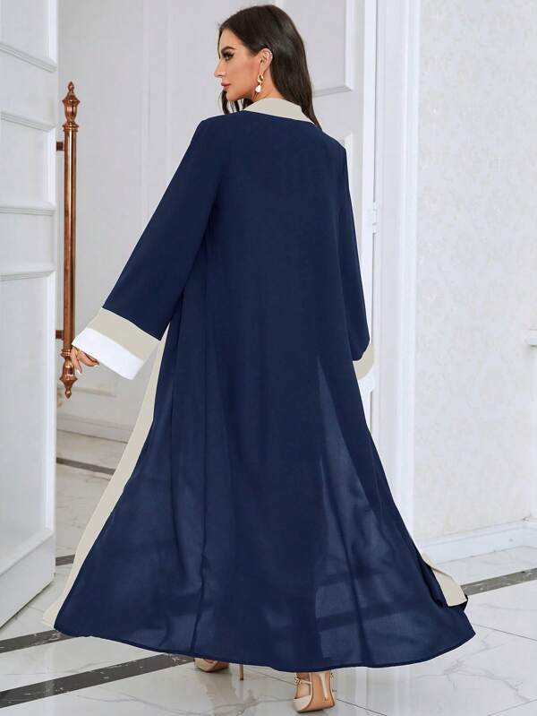 SHEIN Najma Contrast Trim Open Front Abaya