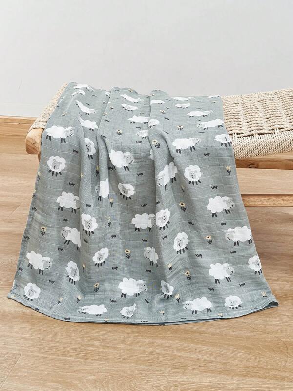 Baby Sheep & Flower Pattern Fabric Comfortable Swaddling Blanket