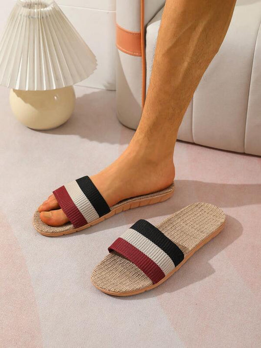 Fashion Slippers For Men, Color Block Bedroom Slippers