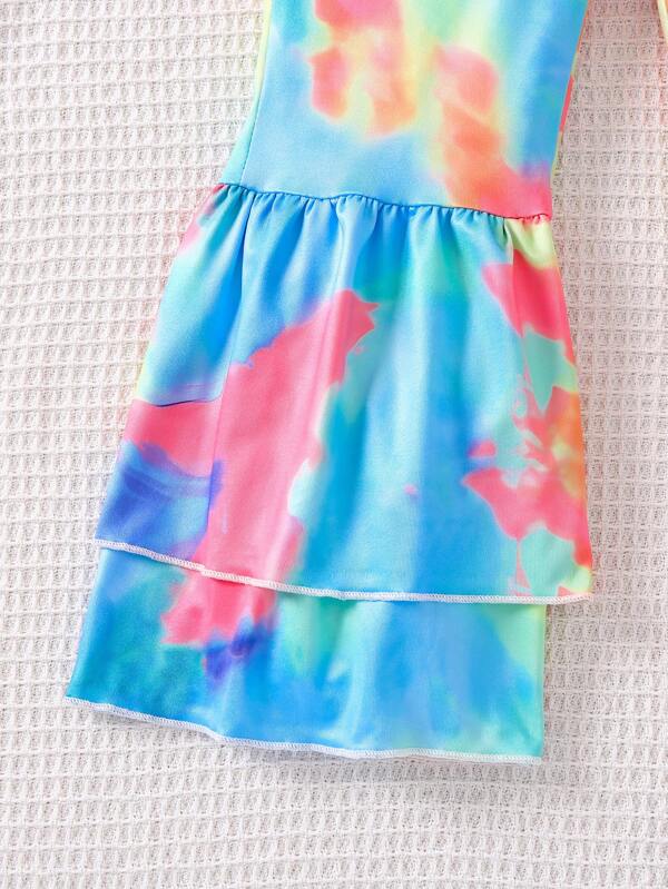 Toddler Girls Tie Dye Flare Leg Cami Jumpsuit