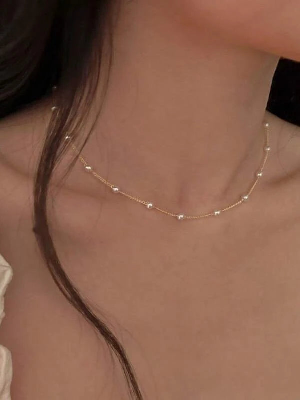 Faux Pearl Decor Necklace