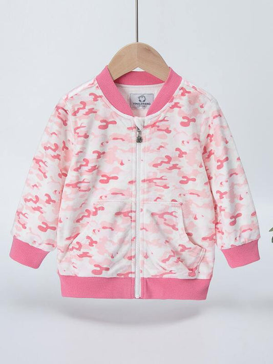 YINGZIFANG Toddler Girls Camo Print Zipper Bomber Jacket