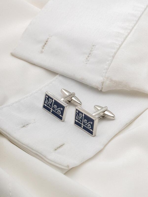 1Pair Fashion Number Detail Rectangle Decor Cufflinks For Men For Father's Day Gift For A Stylish Look For Party