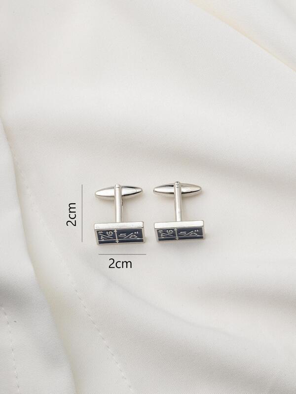 1Pair Fashion Number Detail Rectangle Decor Cufflinks For Men For Father's Day Gift For A Stylish Look For Party