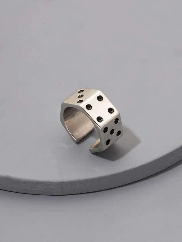 Fashionable and Popular Men Dice Decor Ring Alloy for Jewelry Gift and for a Stylish Look