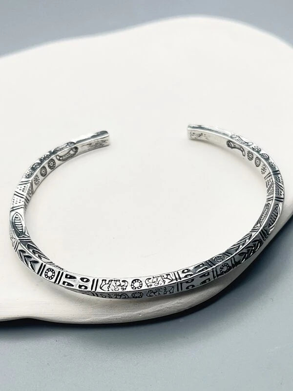 Men Animal Engraved Cuff Bangle