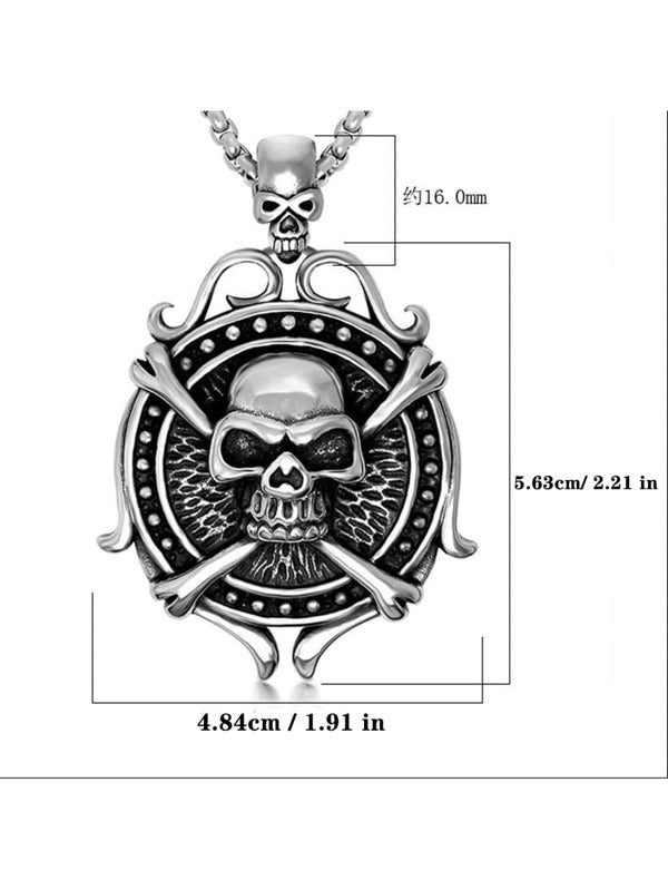 1pc Punk & Vintage Skull Design Stainless Steel Necklace For Men & Women, Suitable For Daily Wear, Parties And Street Style Outfits