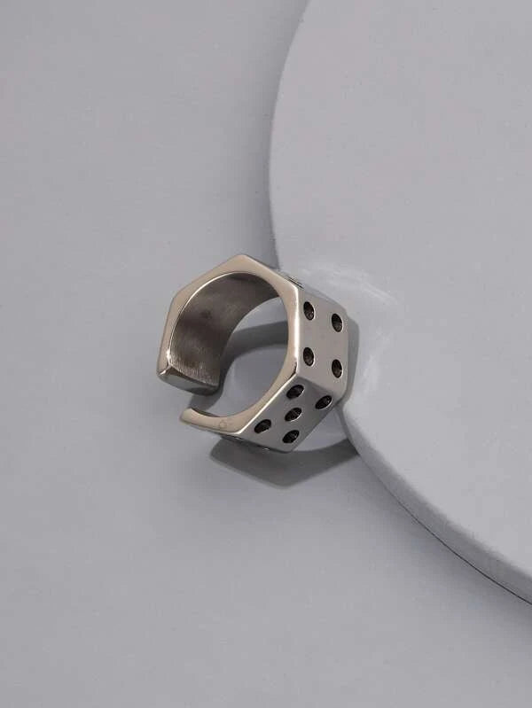 Fashionable and Popular Men Dice Decor Ring Alloy for Jewelry Gift and for a Stylish Look