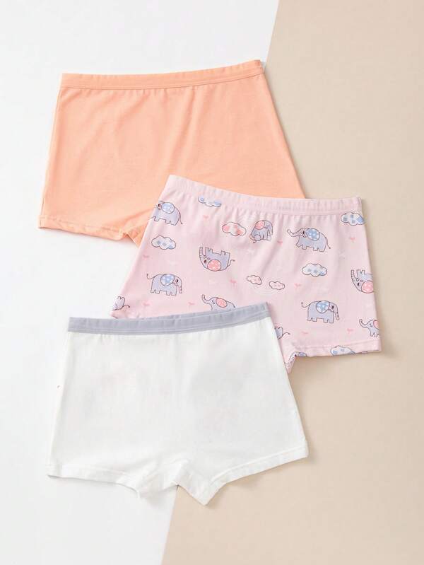 Toddler Girls 3pcs Cartoon Graphic Boxer Brief