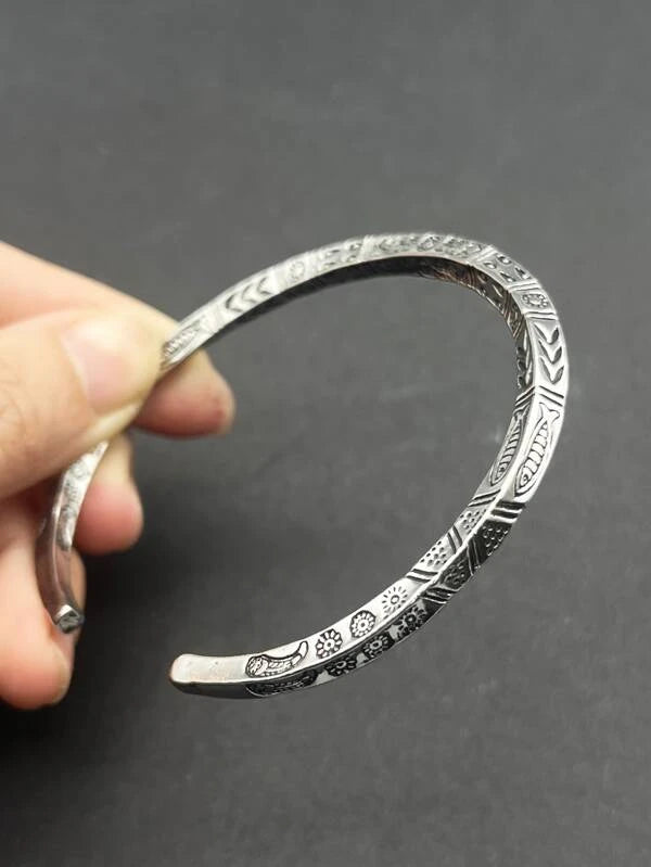 Men Animal Engraved Cuff Bangle