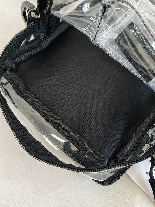 High School Students University Freshman multifunctional sling bag shoulder bag casual bag Mini Men Clear Purse Letter Graphic Crossbody Bag,Handbag Schoolbag For Travel,College,Outdoors,Sports,Commute