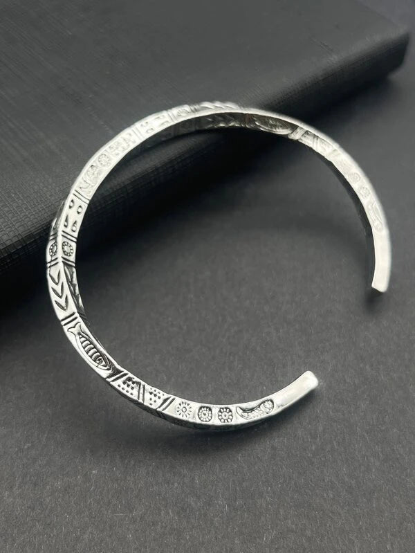 Men Animal Engraved Cuff Bangle