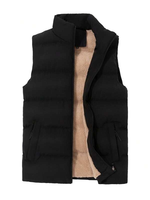 Men Zip Up Thermal Lined Vest Puffer Coat