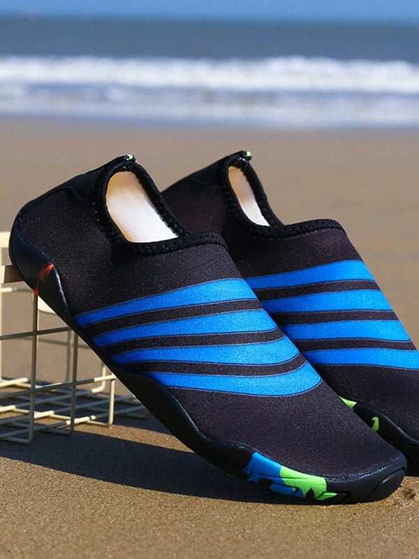 Women Striped Pattern Water Shoes, Sporty Outdoor Fabric Creek Shoes