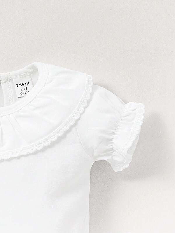 Baby Ruffle Trim Flounce Sleeve Bodysuit