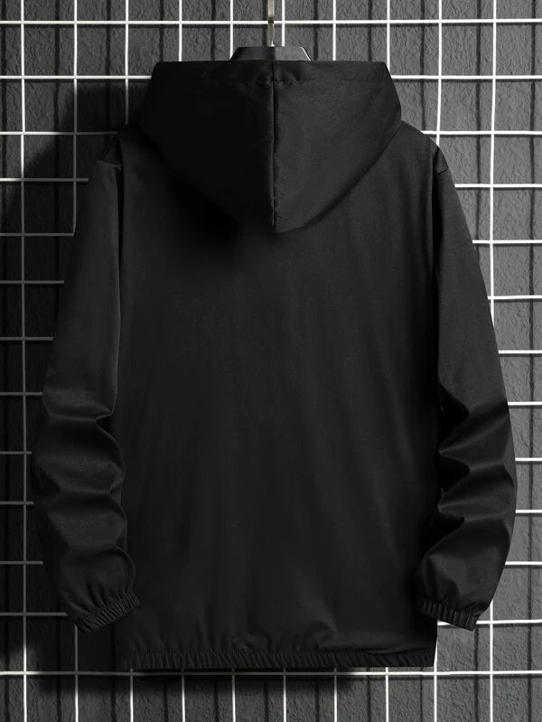 Manfinity Sporsity Men Letter Graphic Half Zip Hooded Jacket