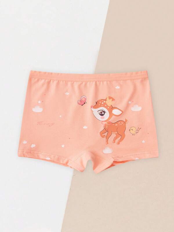 Toddler Girls 3pcs Cartoon Graphic Boxer Brief