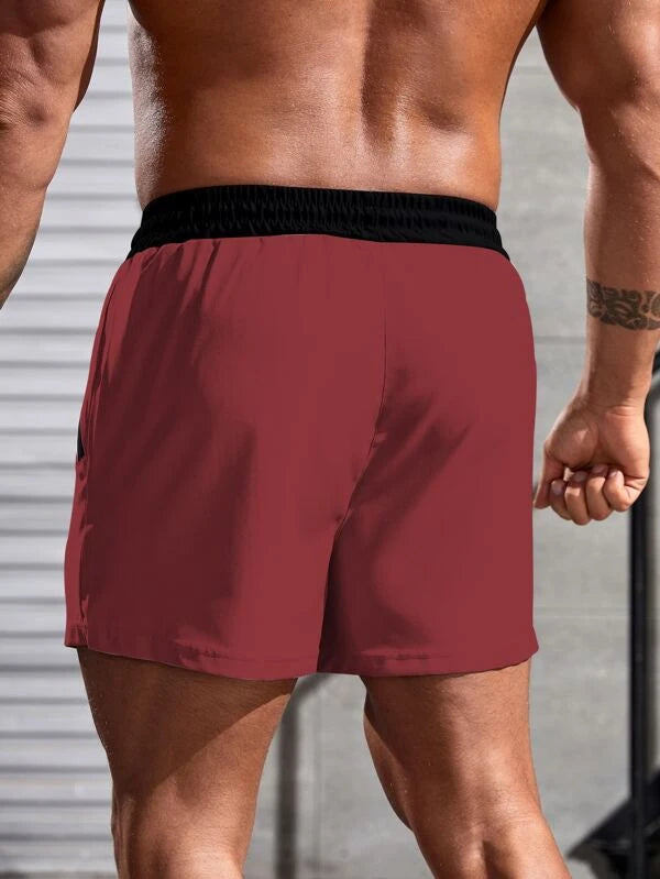 Men Letter Graphic Drawstring Waist Sports Shorts