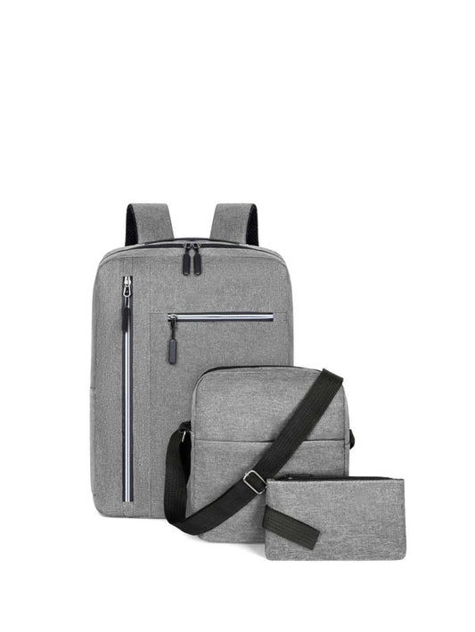 3pcs Bag Set Backpack Crossbody Bag Coin Purse Gray