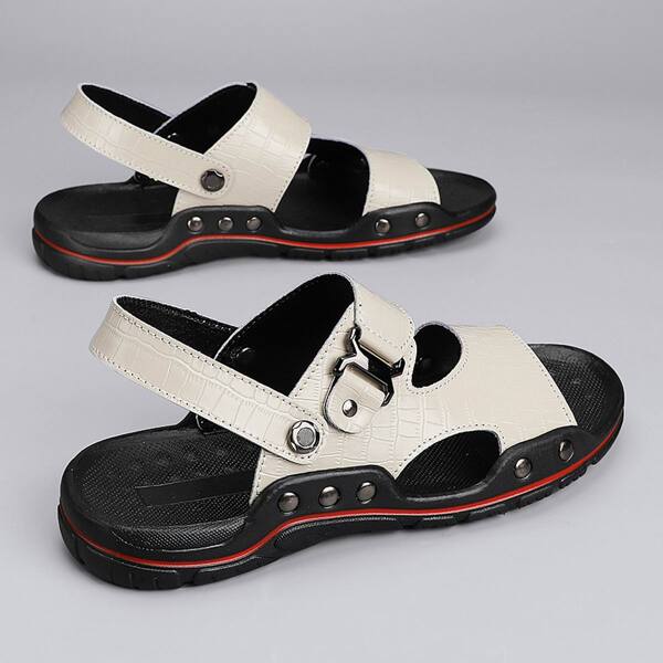 Men's Summer PU Leather Sandals, Breathable And Slip-resistant Beach And Outdoor Casual Slippers