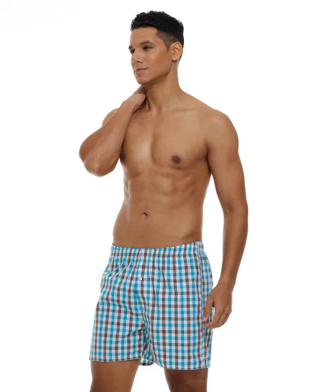 Plaid Boxers with Elastic Waistband