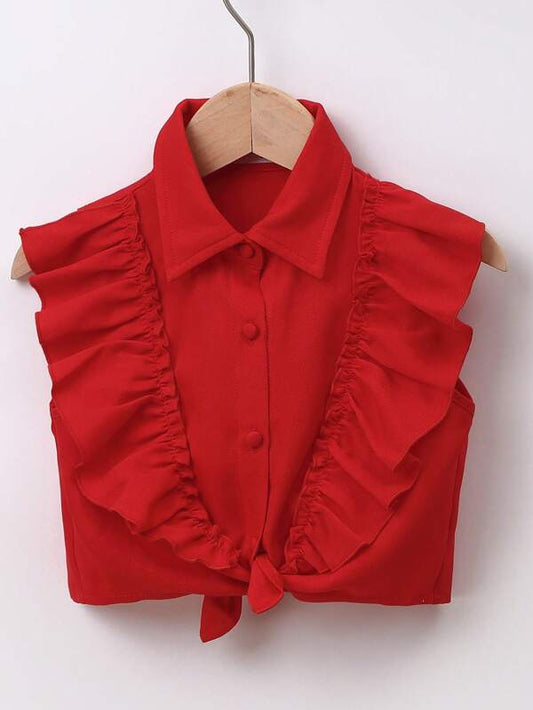 SHEIN Kids CHARMNG Toddler Girls Ruffle Trim Button Front Shirt